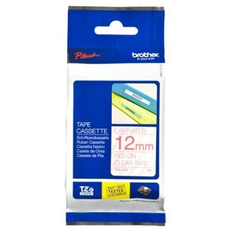BROTHER Cinta laminada transparente/rojo 12 mm
