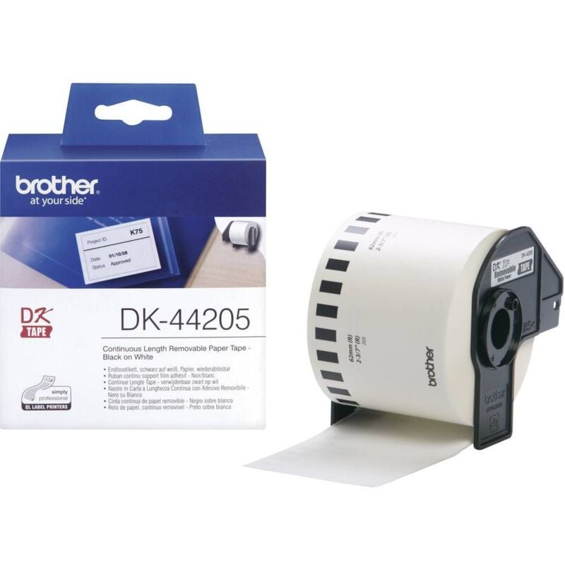DK-44205 Rouleau d'étiquettes 62 mm x 30.48 m papier blanc 1 pc(s) décollable DK44205 Etiquette universelles - Brother