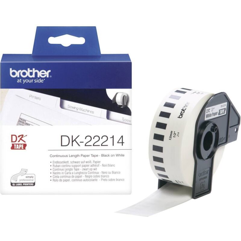 Brother DK-22214 Rouleau d'étiquettes 12 mm x 30.48 m papier blanc 1 pc(s) fixation permanente DK22214 Etiquette univer
