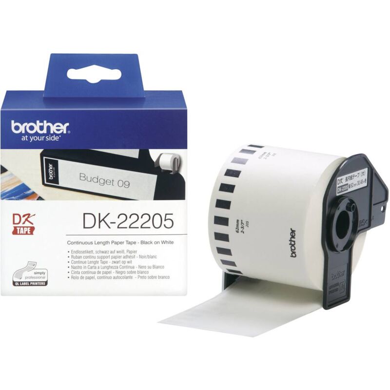 DK-22205 Rouleau d'étiquettes 62 mm x 30.48 m papier blanc 1 pc(s) fixation permanente DK22205 Etiquette univer - Brother