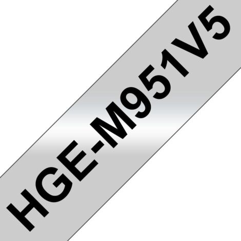 Brother HGe-M951V5 Cassetta nastro Kit da 5 Colore Nastro: Argento (opaco) Colore carattere: Nero 24 mm 8 m