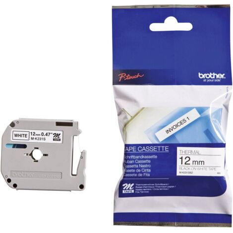 Brother M M-K231S Colore Nastro: Bianco Colore carattere:Nero 12 mm 4 m