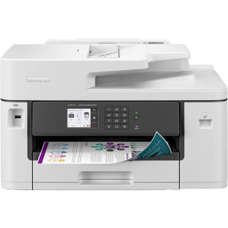 Imprimante multifonction à jet dencre couleur Brother MFCJ5340DWE A4 imprimante, scanner, photocopieur, fax chargeur au