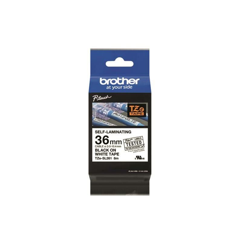 Brother P-Touch 36mm Blk/Wht Tape - BA80642