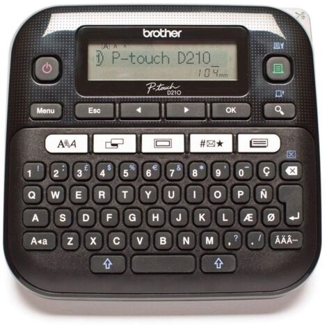 Brother PT-D210: Etichettatrice Desktop Professionale con Display Grafico, Tasti One Touch e Nastri fino a 12 mm, Ideale per Etichette CD e Trasferimento Termico a Risoluzione 180x180 DPI, Tastiera QW
