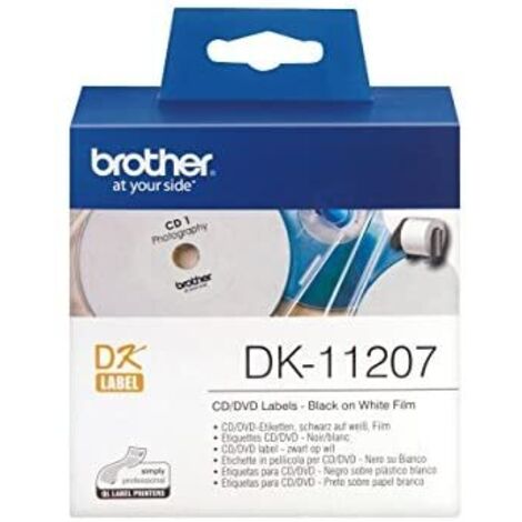 BROTHER Rollo de Etiquetas Plasticas para CD/DVD de 58mmx58mm de 100 Uds.