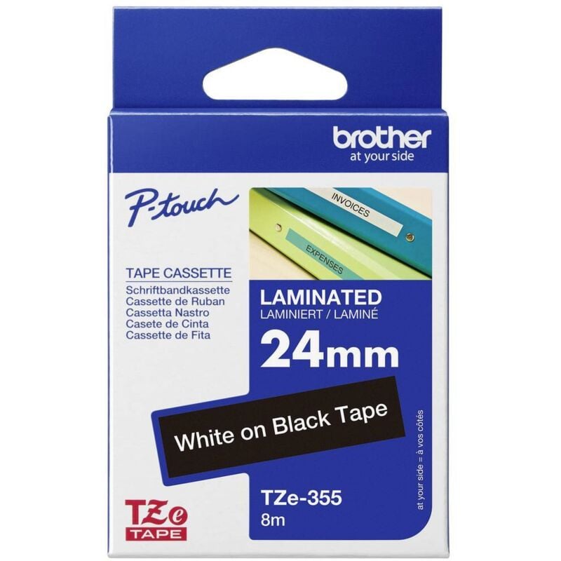 Ruban d'étiquetage Brother TZe, tz TZe-355 Couleur de ruban: noir Couleur de police:blanc 24 mm 8 m