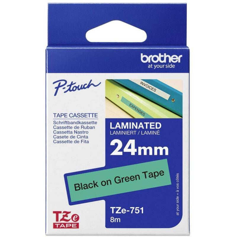 Ruban d'étiquetage Brother TZe, tz TZe-751 Couleur de ruban: vert Couleur de police:noir 24 mm 8 m