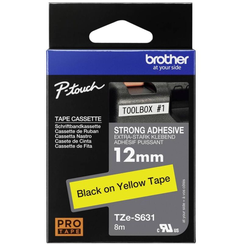 Ruban d'étiquetage à adhérence extra-forte Brother TZe, tz TZe-S631 Couleur de ruban: jaune Couleur de police:noir 12 m Ruban d'étiquetage à adhérence extra-forte Brother TZe, tz TZe-S631 Couleur de ruban: jaune Couleur de police:noir 12 m