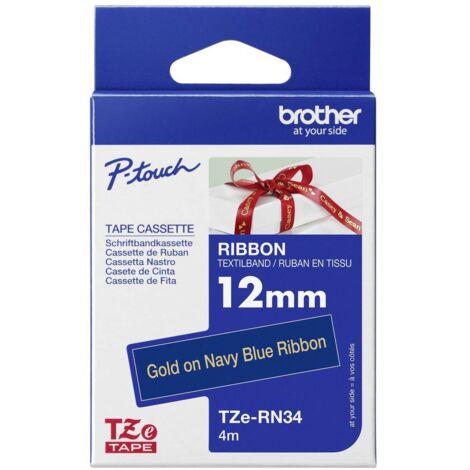 Brother TZe, TZ TZe-RN34 Couleur de ruban: bleu marine Couleur de police:or 12 mm 4 m