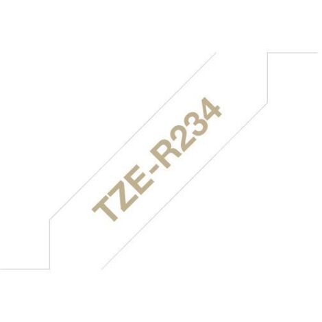 Brother TZe TZe-R234 Colore Nastro: Bianco Colore carattere:Oro 12 mm 4 m