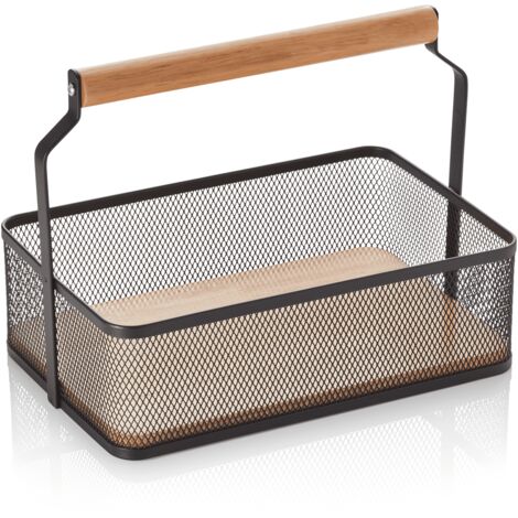 Brotkorb, Korb mit Tragegriff, 23,5 x 15,6 x 7,5 cm, Color:schwarz