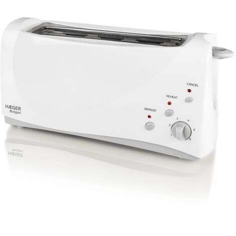 Brottoaster haeger bulgari 1000w - 1 extra langer Schlitz - 6 Toastpositionen - Aufwärm-/Auftaufunktion - extra Boost-Position