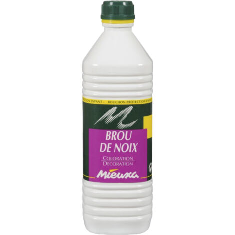 Brou de noix 1L – Teinture naturelle pour bois – Finition foncée élégante – Idéal pour bois dur et teck – Mieuxa