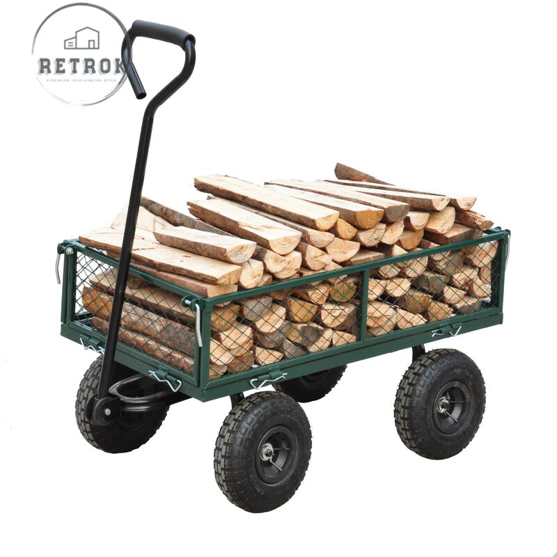Retrok - brouette - Chariot de jardin remoques de jardin facilitent le transport du bois de chauffage vert 94x49.5x102cm