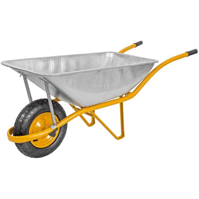 Brouette de chantier 85 Litres Galvanisée Caisse carrée Roues gonflées Vito