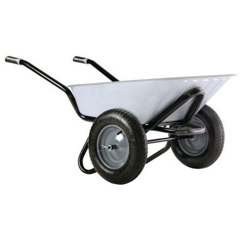 Brouette de jardin 100L – Charge maximale 150 kg – 2 roues gonflables 380 mm – Caisse galvanisée 1 mm – Conception ergonomique