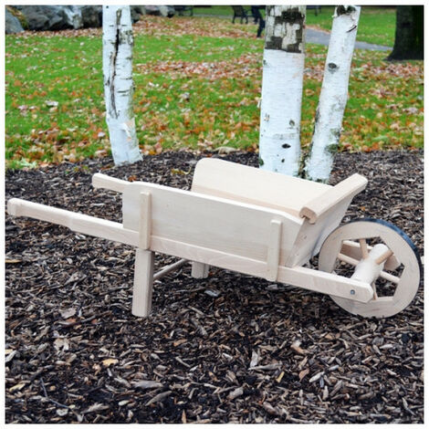 Brouette de jardin en bois – Charge maximale 150 kg – 2 roues en bois cerclées métal – Livrée montée – Finition Luxy – Outils Et Nature