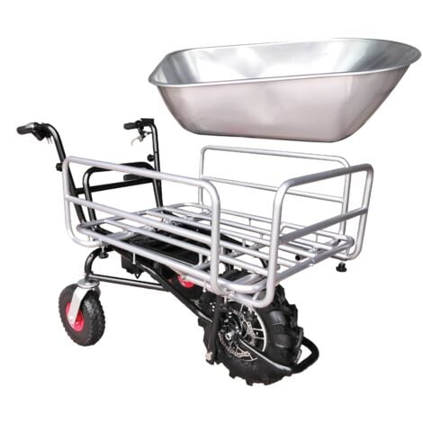 DEFPRO Brouette électrique multifonction 24 V charge 120 kg avec panier réglable et benne