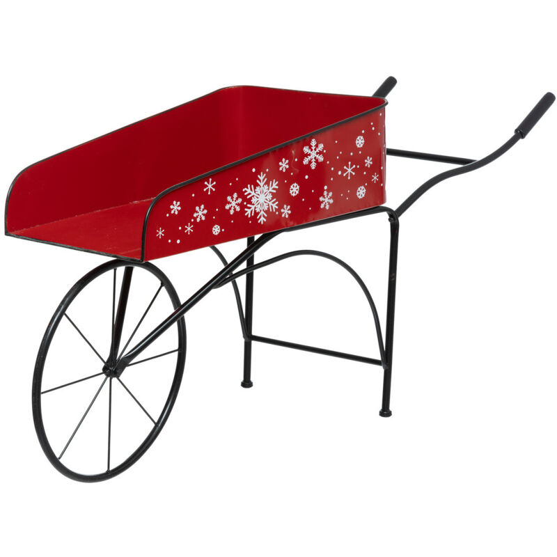 Atmosphera - Déco de Noël Brouette en Métal Rouge l 100 cm - Feeric Christmas
