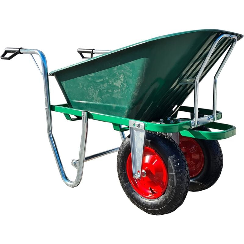 Brouette Metalmicanti avec cuve en PVC capacité 100 litres. avec deux roues de jardin, de construction et de chantier 18068 CP2R - verde