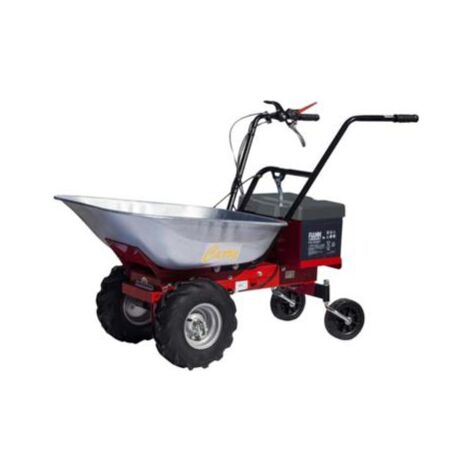 Brouette motorisée 100 kg – Cuve galvanisée 85 L – Moteur électrique 300W – Autonomie 2h30 sur terrain plat – Roues gonflables tout-terrain – Eurosystems