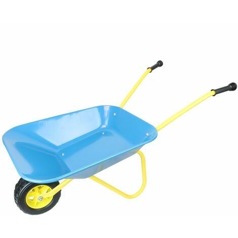 Brouette pour enfant en métal - Bleu et jaune - LInxor