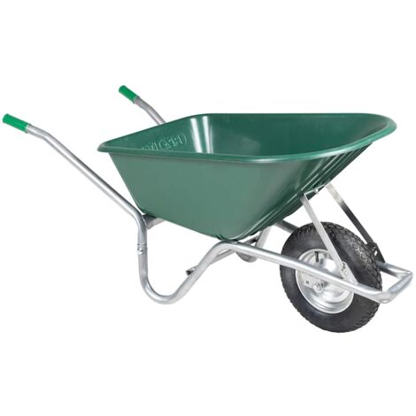 Brouette vert 90 L 150 kg acier galvanisé et plastique vidaXL