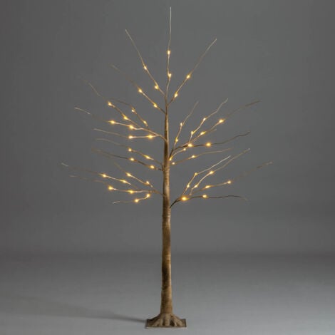 Brown Christmas Birch Tree with LED Lights - 4ft