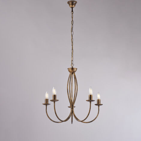 Brown Gold Eisen Kronleuchter fünf Lichter 55x h53 cm
