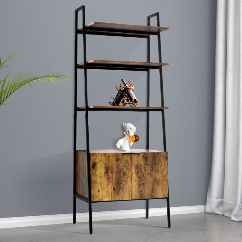 Brown Industrial Style Wooden Bookshelf