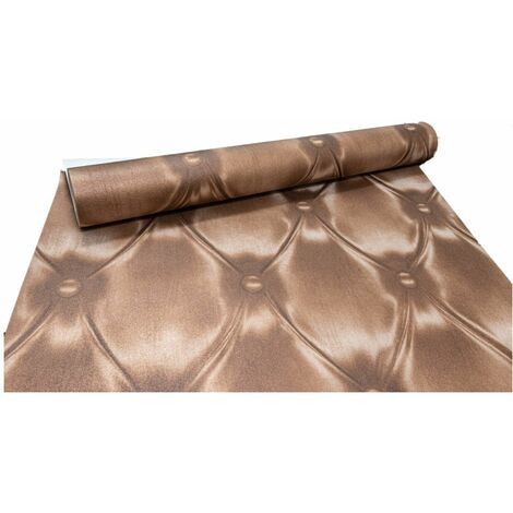Brown Leather Effect Headboard Chesterfield Tufted Vinyl Bedroom Wallpaper Vinyl