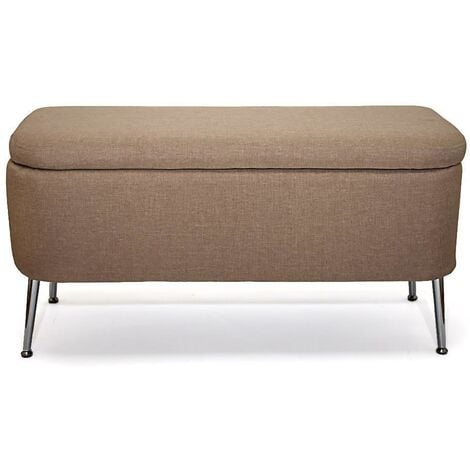 IQGB Brown Linen Ottoman Storage Blanket Box Chest Seat