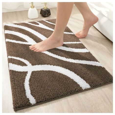 Brown Non-Slip Microfiber Bath Mat 50 x 80 cm Absorbent Soft Machine Washable Bath Mat for Bathroom YMYNY