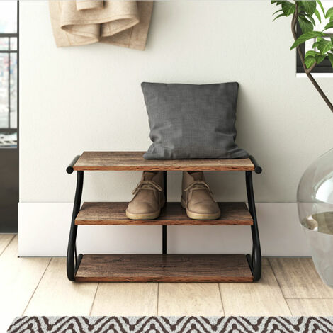 Brown S frame Shoe Rack 3 Tier Shelf