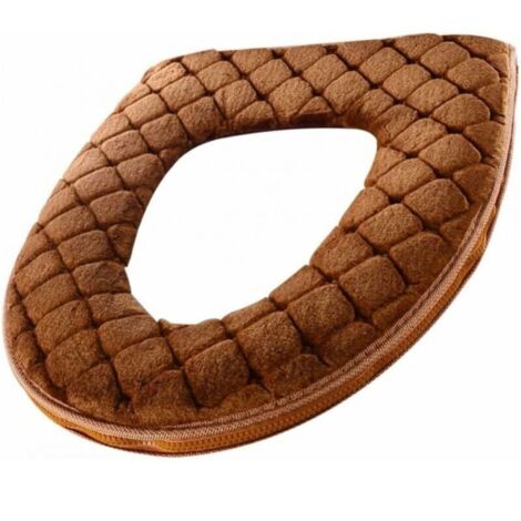 Brown Toilet Seat Cover, Soft Toilet Seat Cushion Warmer, Washable Universal Toilet Seat Cover with Zipper, YMYNY