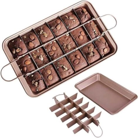 Brownie Moule À Gâteau Carré Professionnel Anti-Adhésif Avec Parois De Séparation Et Fond Amovible[G3361]