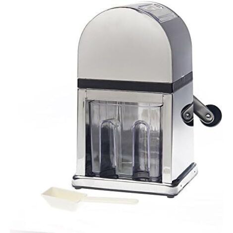 Broyeur à Glace Manuel avec Bac à Glaçons et Cuillère pour Cocktails et Smoothies, Acier inoxydable