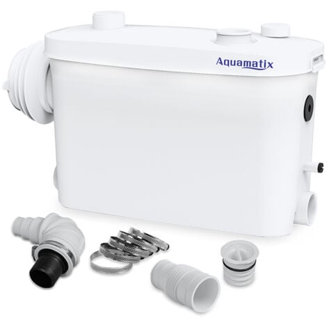 Broyeur Aquamatix pour WC suspendus 400 W Pompe de Relevage sanitaires 100 L/min 3 entrées Distance de pompage verticale de 7 m avec filtre à charbon