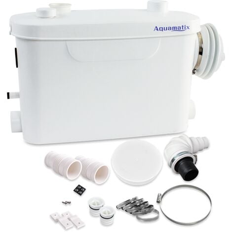 Broyeur Aquamatix pour WC suspendus 400 W Pompe de Relevage sanitaires 100 L/min 3 entrées Distance de pompage verticale de 7 m avec filtre à charbon