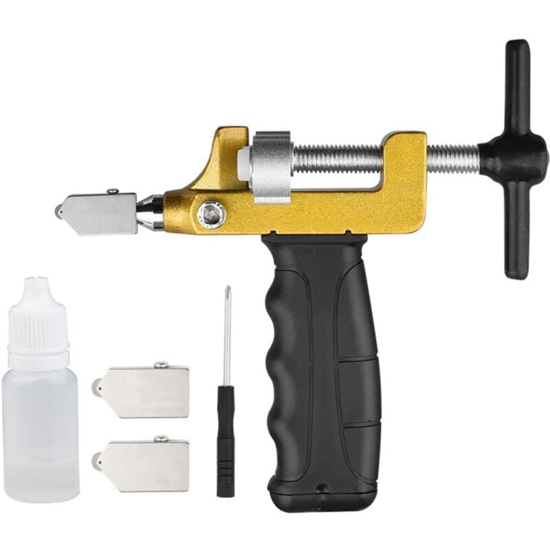 Broyeur de coupe de briques de verre 2 en 1 avec trou d'injection d'huile, Home outils à main DIY coupe le verre cassé