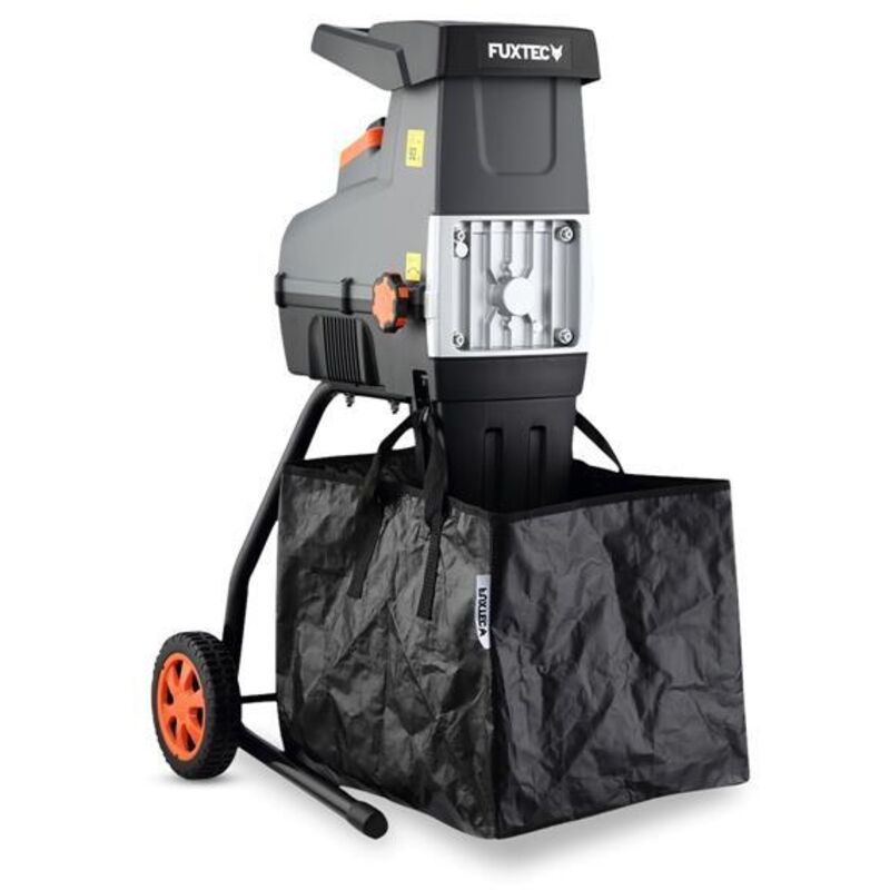 FUXTEC Broyeur de v&eacute;g&eacute;taux &eacute;lectrique  FX-EGH2800T - 2800W rouleaux silencieux 92 dB bac toile 60L coupe branches &Oslash;44mm