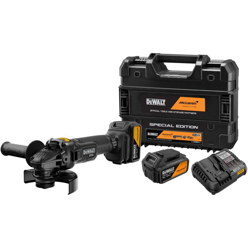 Meuleuse d'angle sans fil DeWALT x McLaren F1 Team DCG45MP2T 125mm 18 V 2x 5 0 Ah et chargeur dans TSTAK