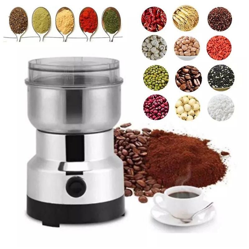 Broyeur électrique en acier inoxydable 220 V, mini broyeur de grains de café et de noix, accessoires de cuisine pour outils de broyage de noix et