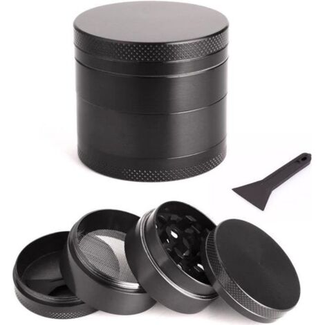 Broyeur Moulin - Noir - 4 Parties - Diamètre 40MM - Plastique et Aluminium - Efficace