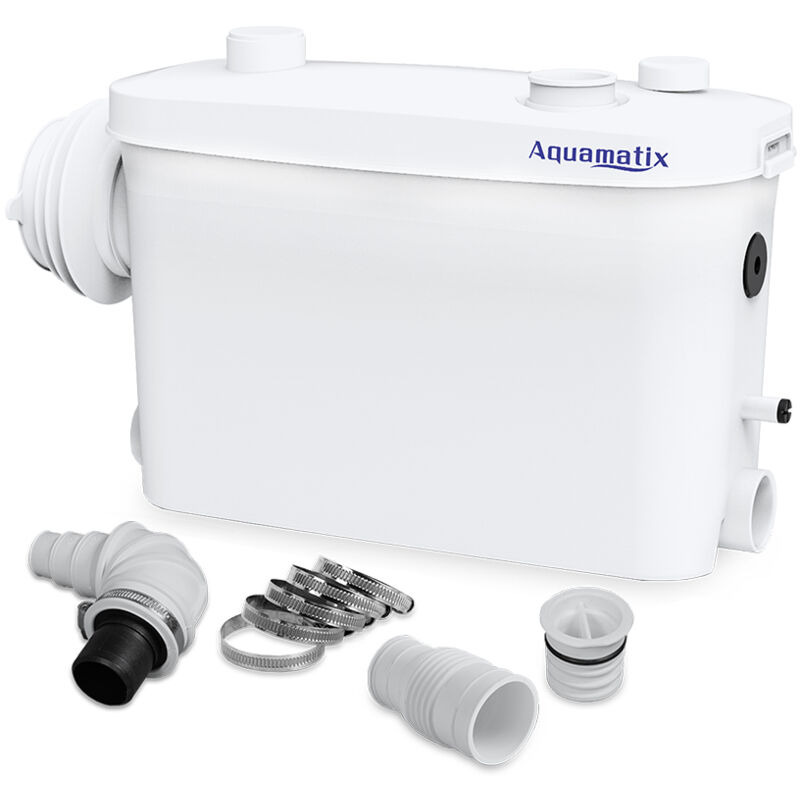 Aquamatix - Broyeur pour wc suspendus 400 w Pompe de Relevage sanitaires 100 L/min 3 entrées Distance de pompage verticale de 7 m avec filtre à