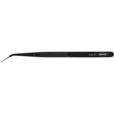 Brucelle de précision KNIPEX 155mm coudée 45° avec goujon - Pointue - Noire laquée - ( Prix pour 1 )