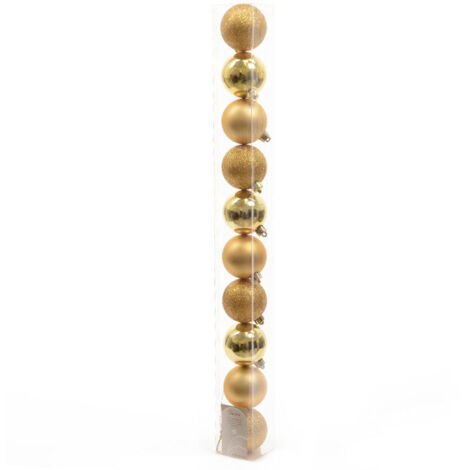 Bruchfeste Weihnachtskugeln Light Gold Ø 6 cm aus Kunststoff - 10er Set