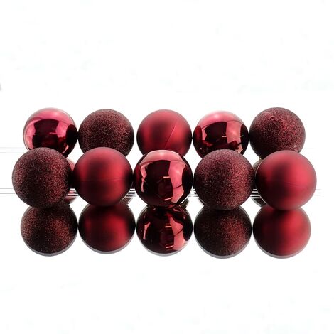 DECORIS Bruchfeste Weihnachtskugeln Ox Blood dunkelrot Ø 6 cm aus Kunststoff - 10er Set