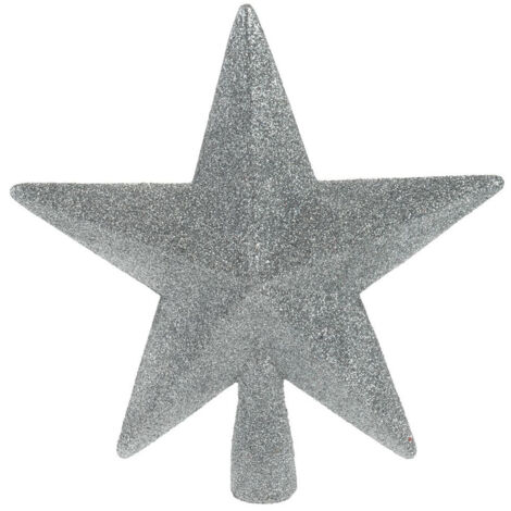Bruchsichere silberne Christbaumspitze Stern 19 cm